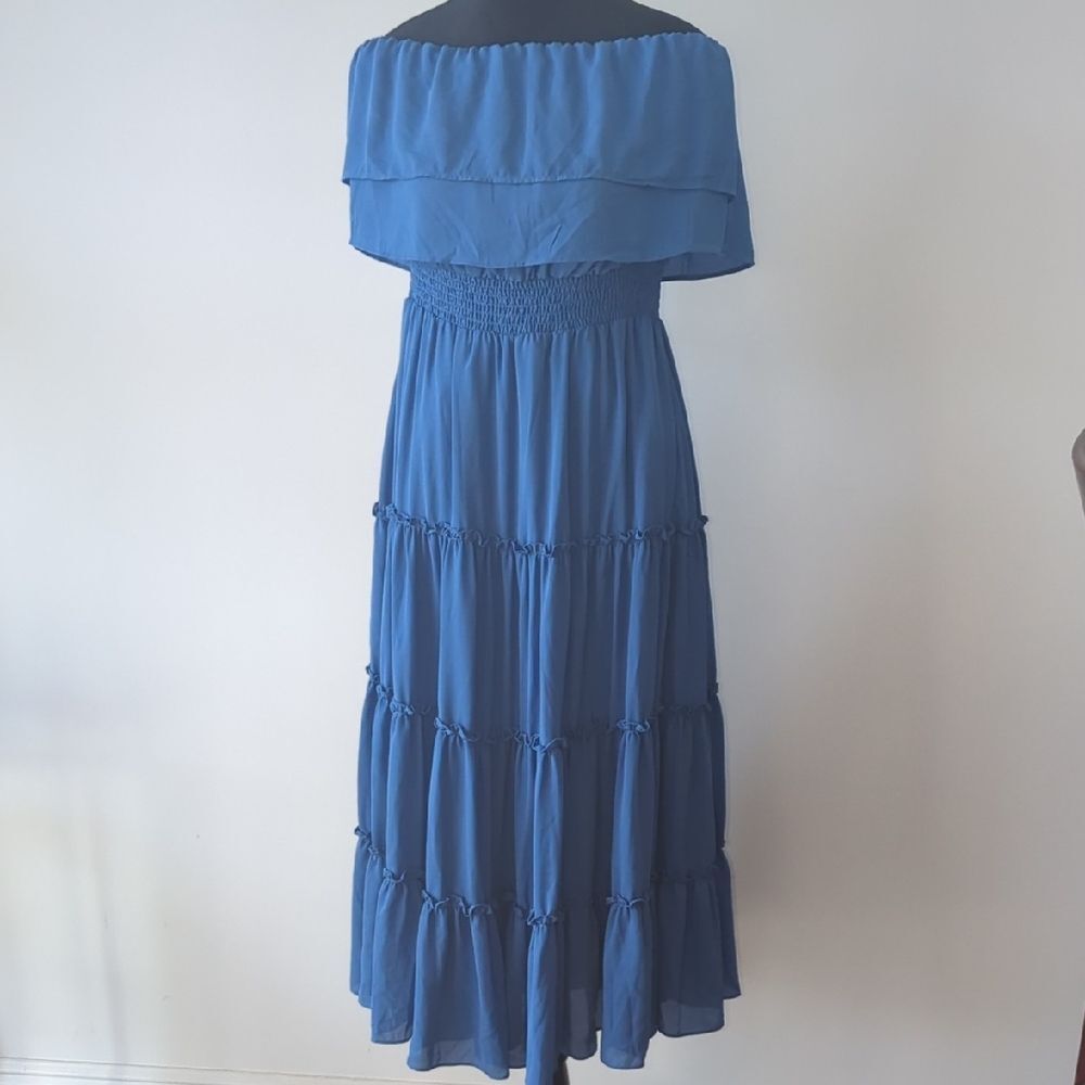 1. State Strapless Blue Maxi Dress Size Large